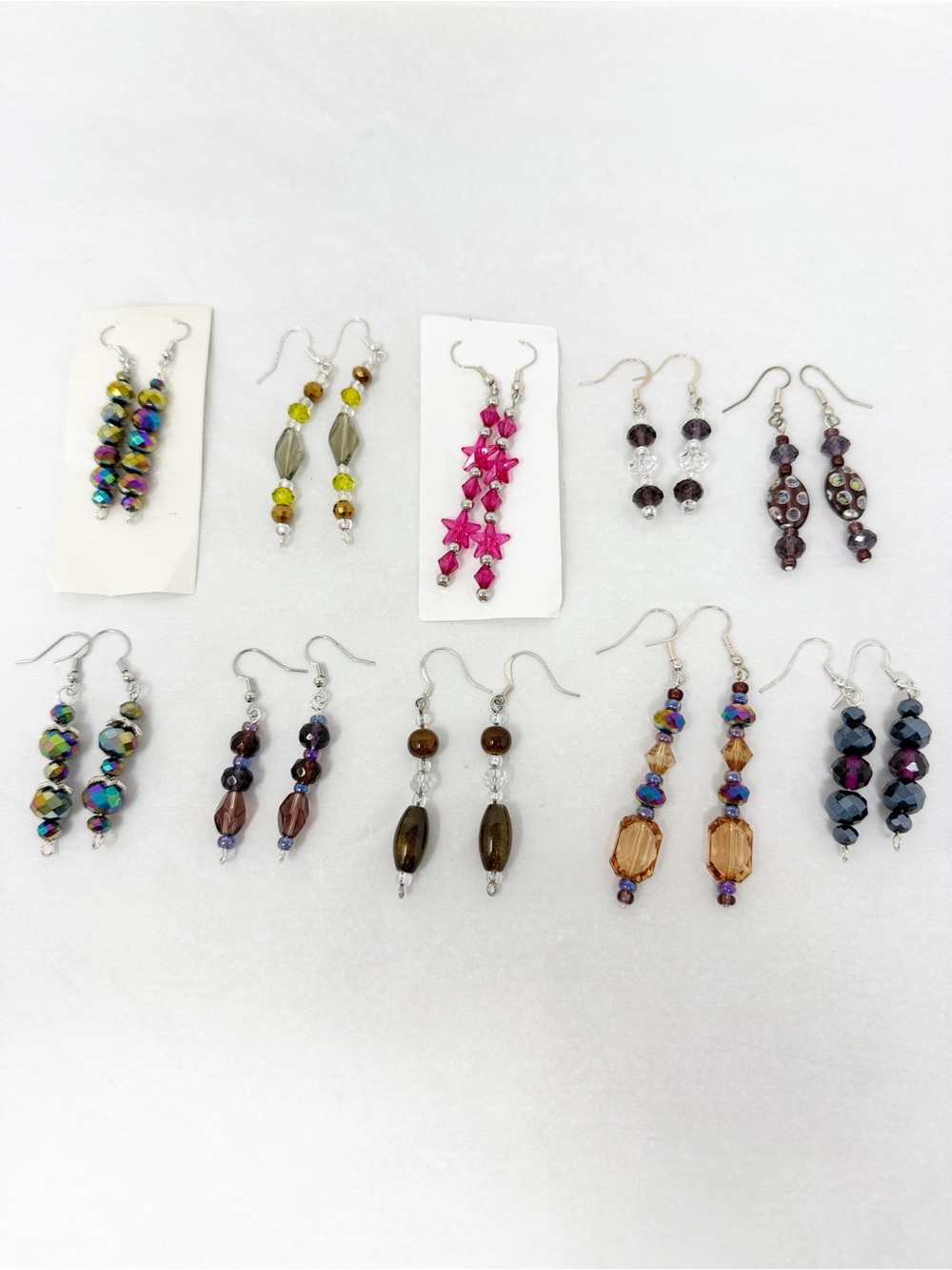 Handmade Beaded Dangle Earrings Bundle Lot 10 Pairs Boho Y2K Artisan Jewelry